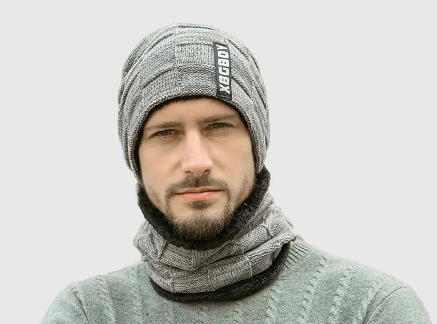 FitVille Men's Winter Beanie Hat and Scarf Set