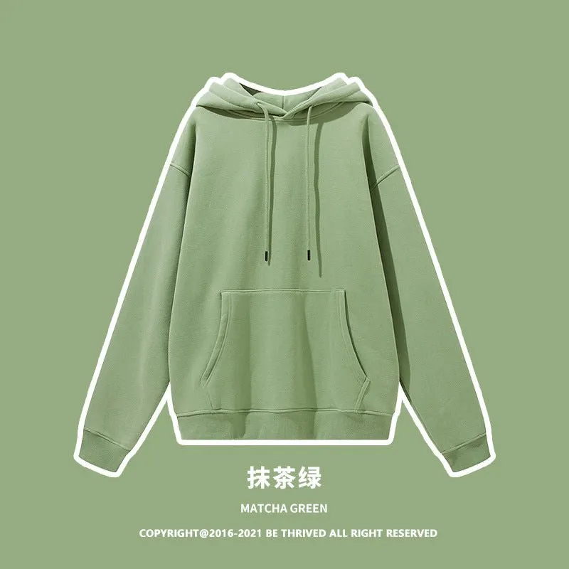 Fleece Thickened Hooded Solid Color Sweater Sweatpants Hoodie Couple Suit