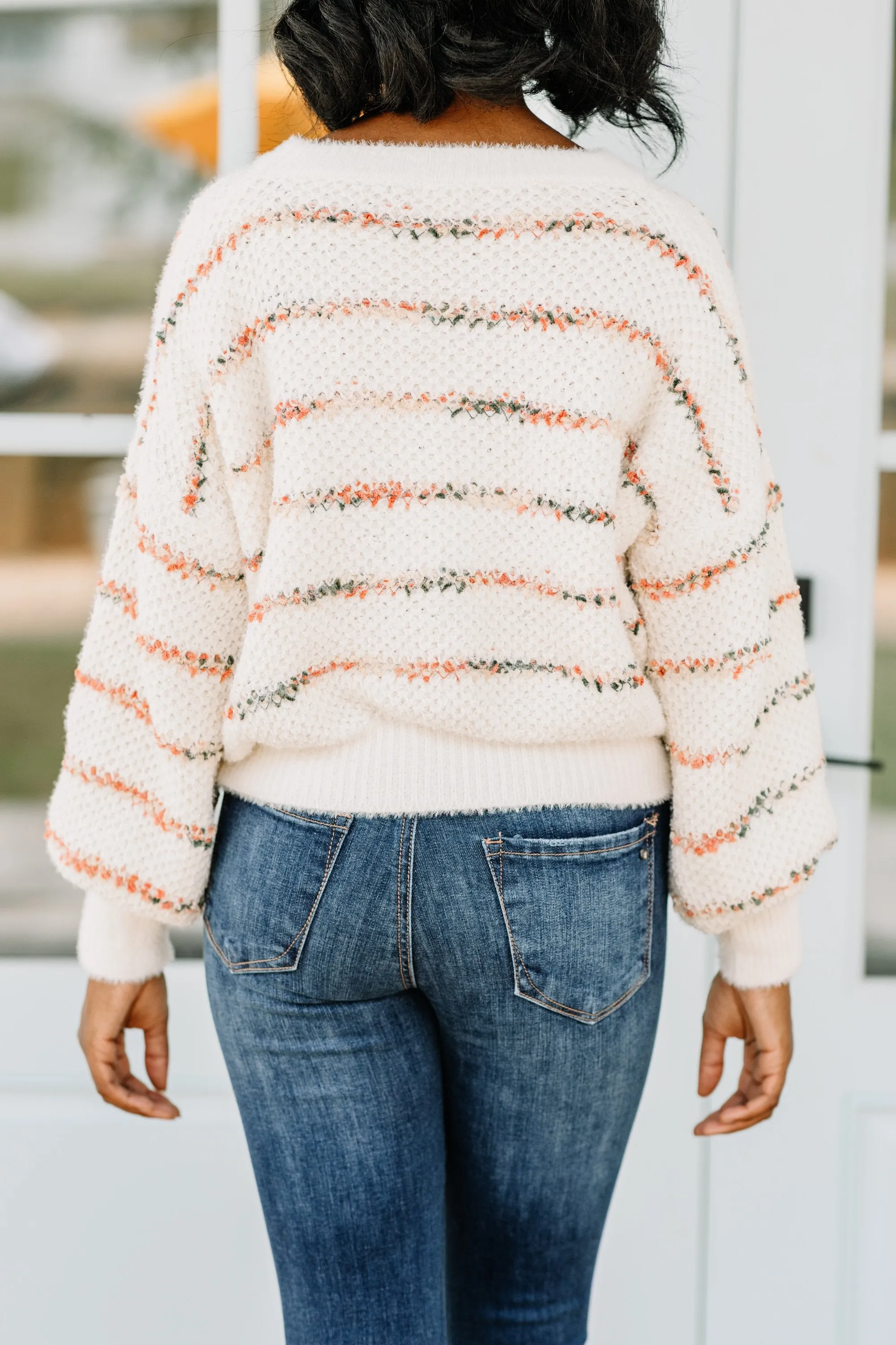 Future Fun Ivory White Striped Sweater