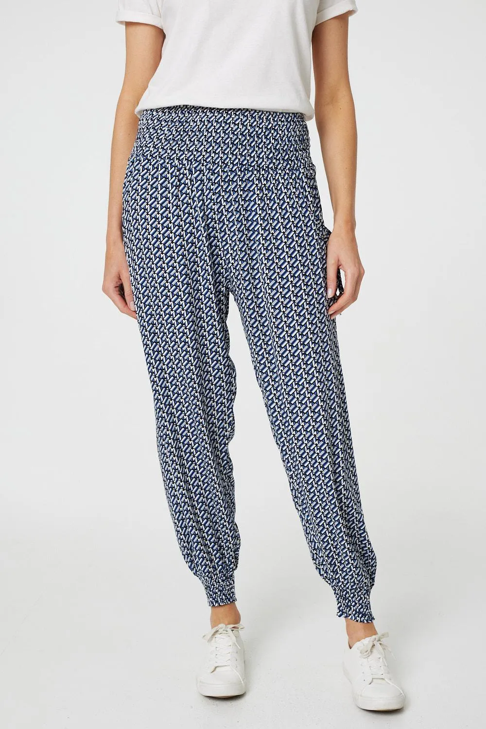 Geo Print Pocket Detail Harem Pants