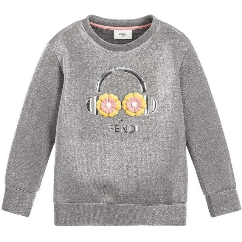 Girls Silver Lurex Oversized Sweatshirt