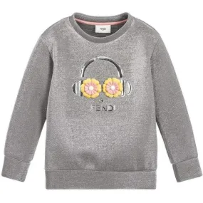 Girls Silver Lurex Oversized Sweatshirt