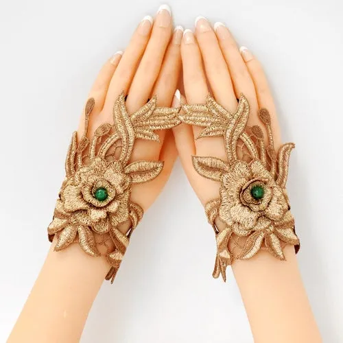 Gloves, wristbands, ethnic style, women's embroidery, fingerless embroidery, wrist sleeves, summer jewelry, semi-fingered ethnic style