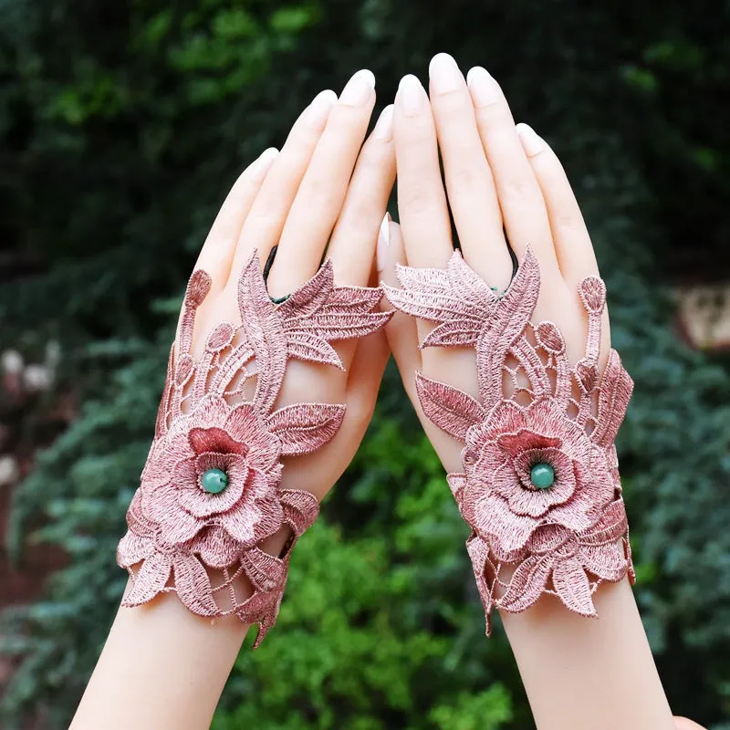 Gloves, wristbands, ethnic style, women's embroidery, fingerless embroidery, wrist sleeves, summer jewelry, semi-fingered ethnic style