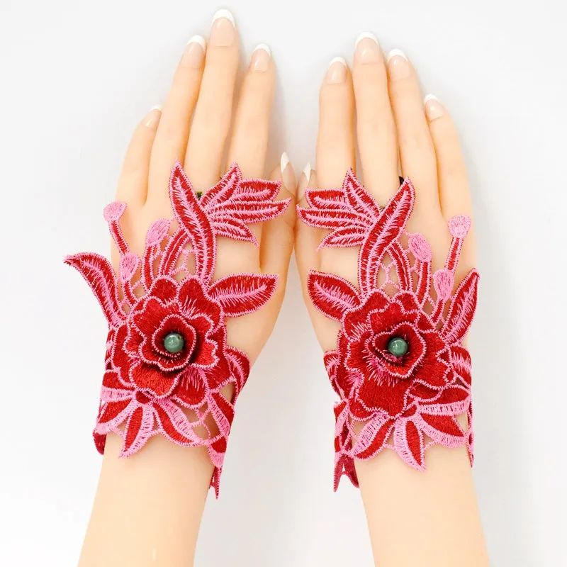 Gloves, wristbands, ethnic style, women's embroidery, fingerless embroidery, wrist sleeves, summer jewelry, semi-fingered ethnic style