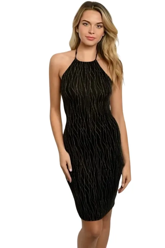 Golden Gleam Spaghetti-Strap Dress