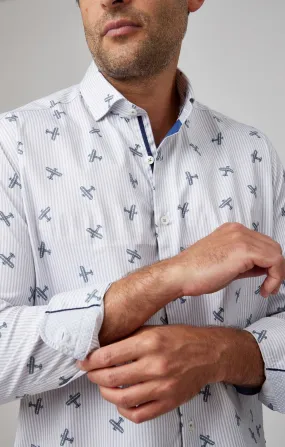 Grey Airplane Print Drytouch Shirt