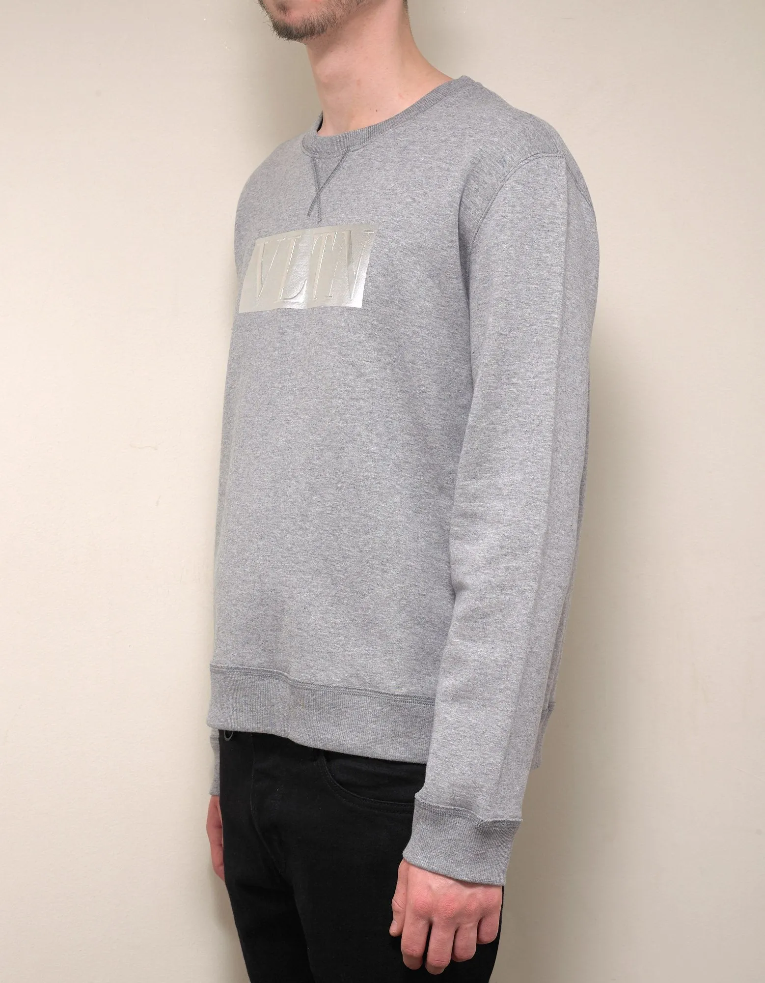 Grey Metallic VLTN Print Sweatshirt