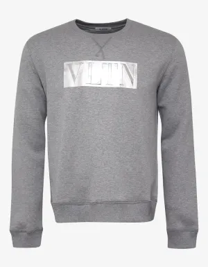 Grey Metallic VLTN Print Sweatshirt