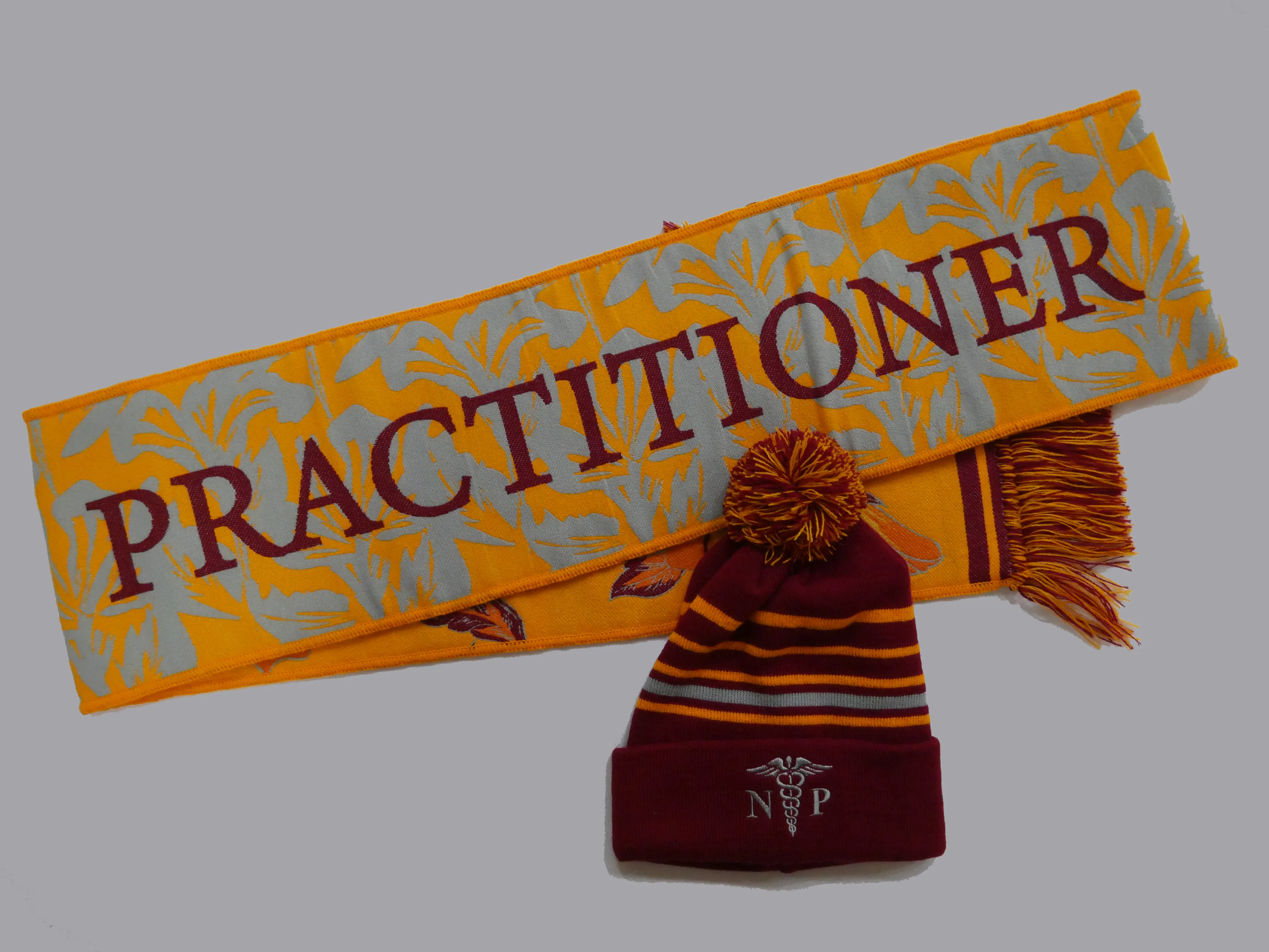 HIRAYA "vision" Orange/Burgundy Beanie & Scarf Set