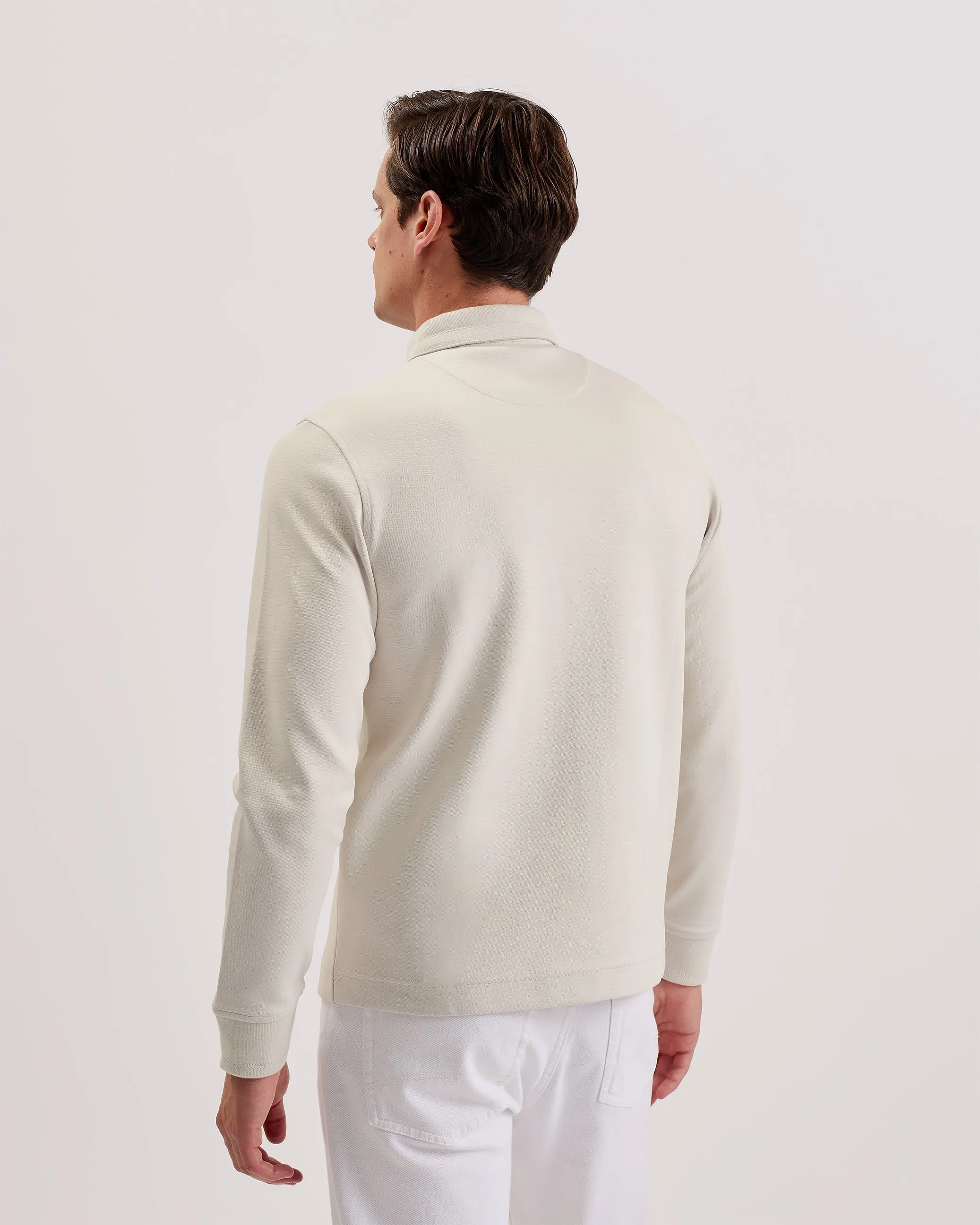 Ingmar Ls Regular Fit Half-Zip Polo Beige