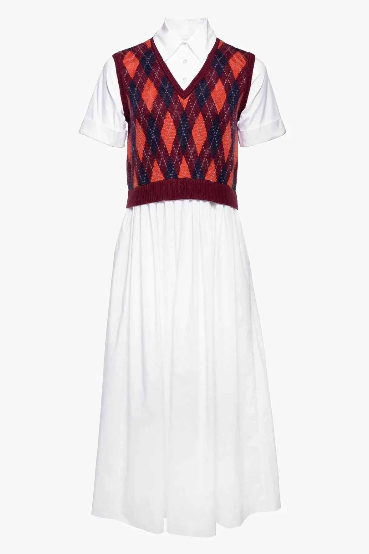 JACK DRESS | BORDEAUX ARGYLE WHITE