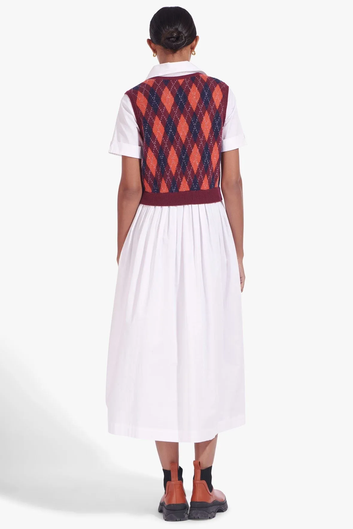 JACK DRESS | BORDEAUX ARGYLE WHITE