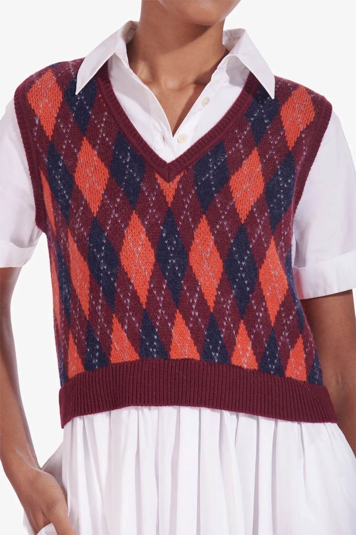 JACK DRESS | BORDEAUX ARGYLE WHITE