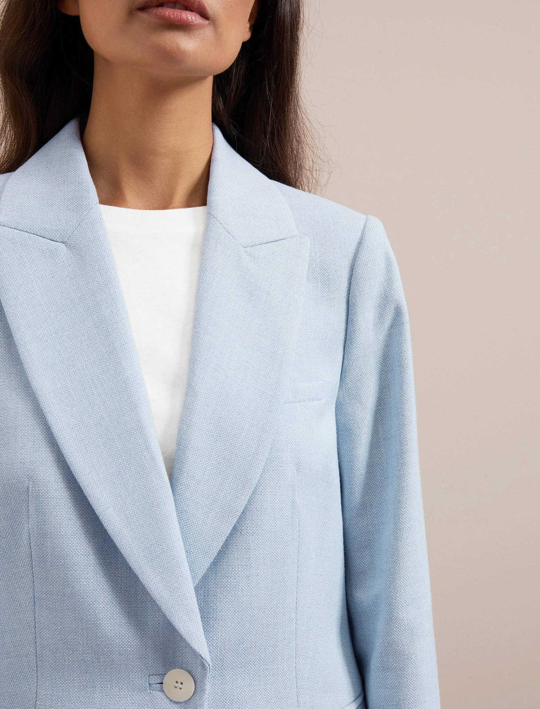 Jamie Linen Blend Blazer - Pale Blue