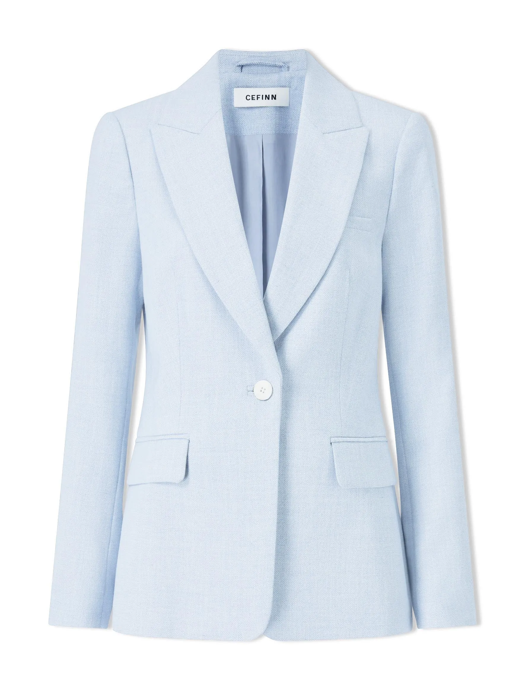 Jamie Linen Blend Blazer - Pale Blue