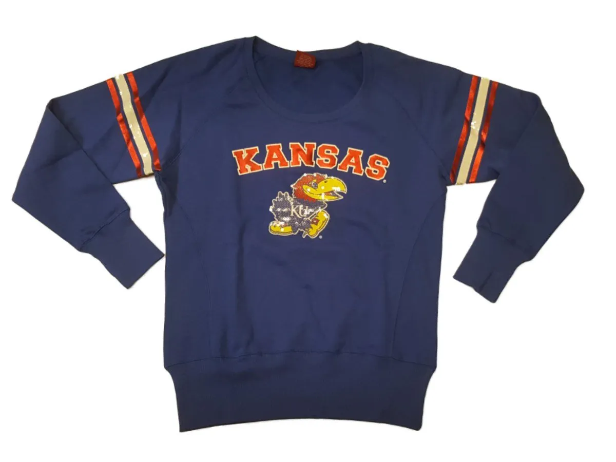 Kansas Jayhawks Colosseum WOMENS Metallic Logo Scoop Neck Sweatshirt (M)