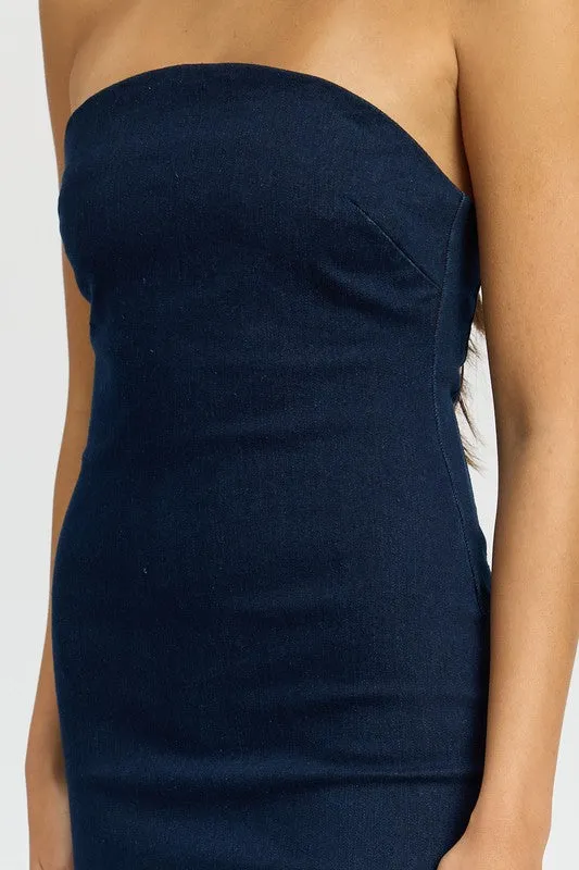 KIA MAE BODYCON TUBE DENIM DRESS