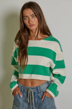 Knit Sweater Striped Pullover Crop Top