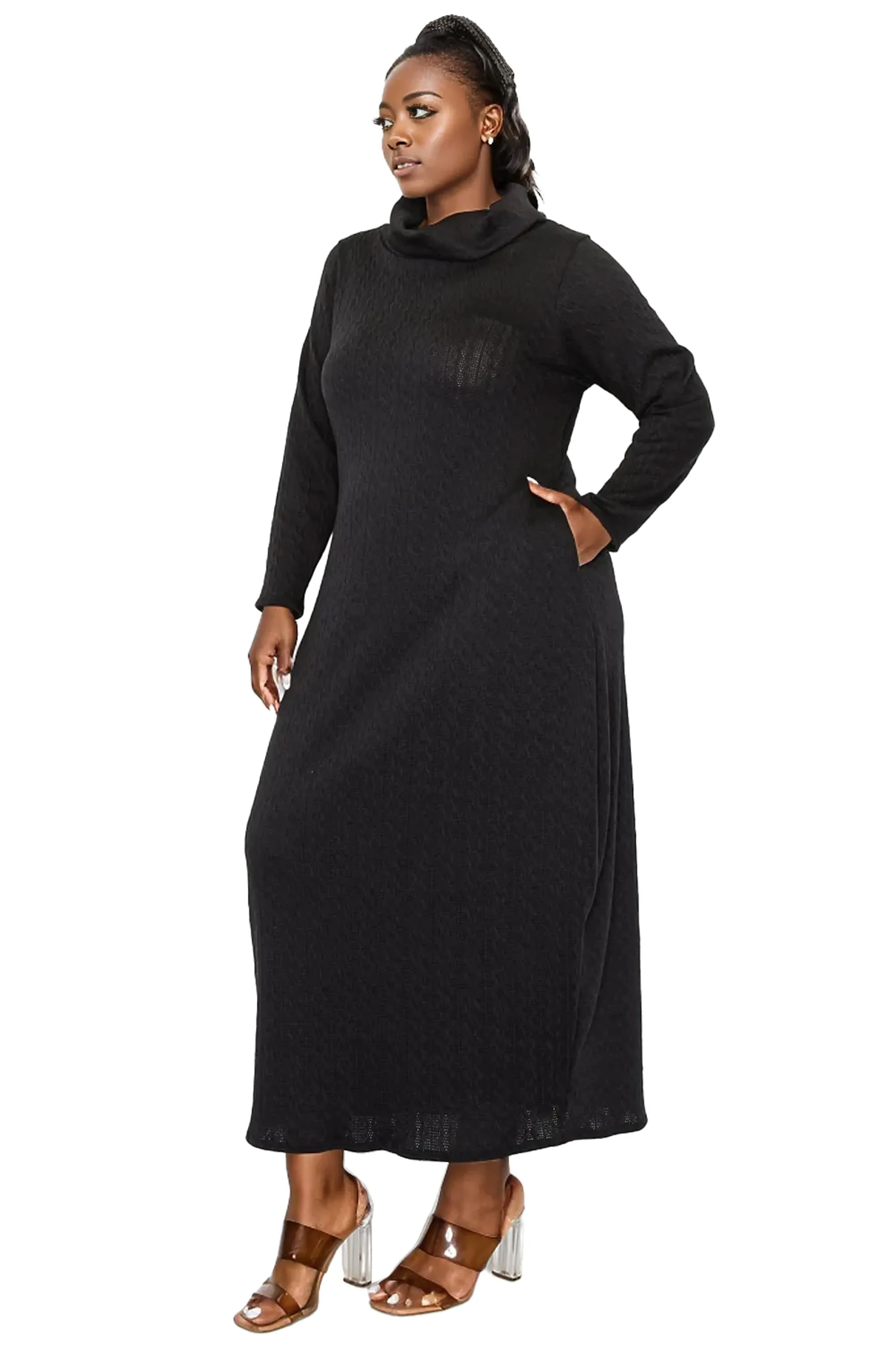 Lana Cowl Turtle Neck Pocket Sweater Dress