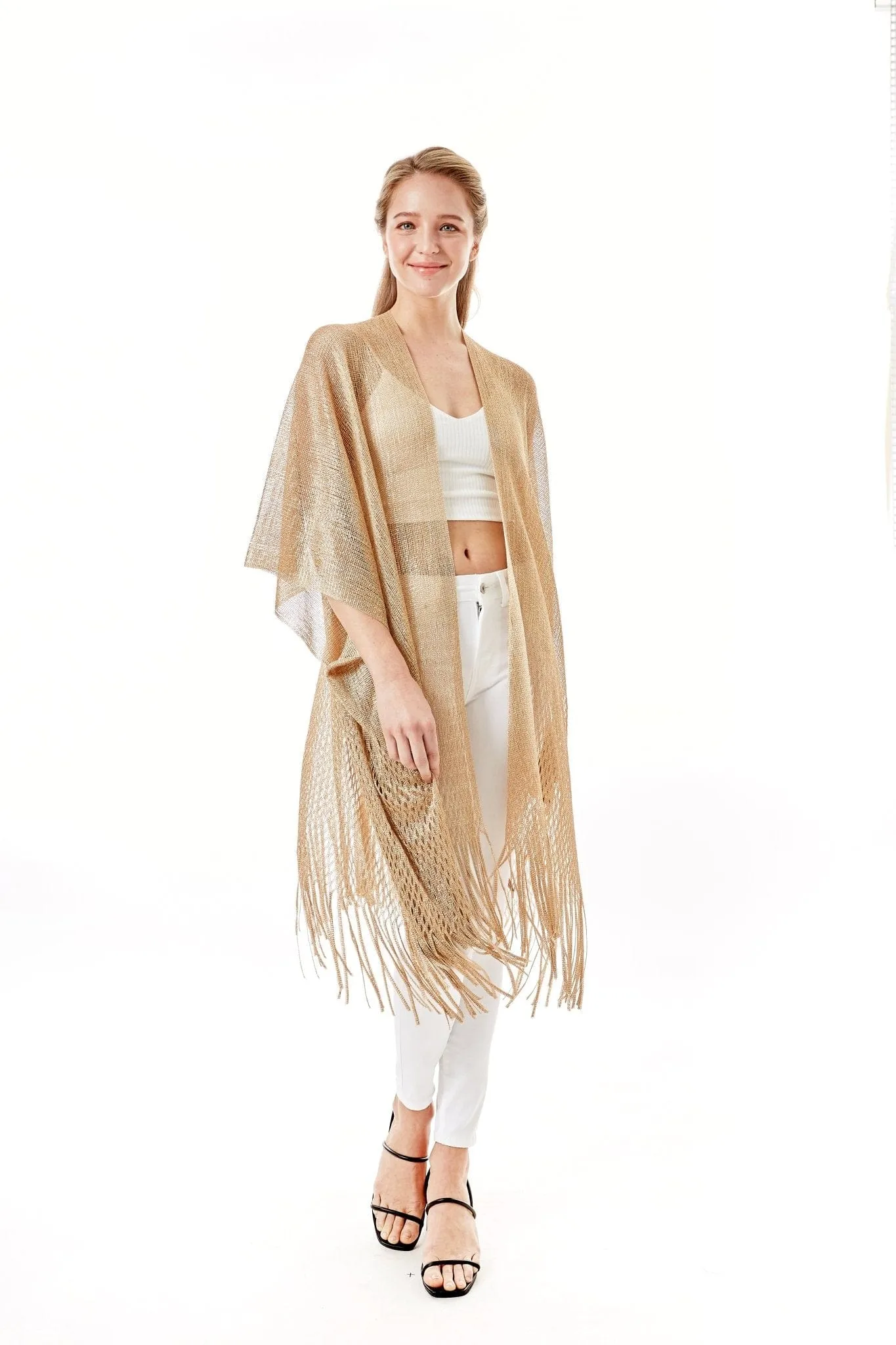 LOF802 Metallic Net Fringe Cover-up