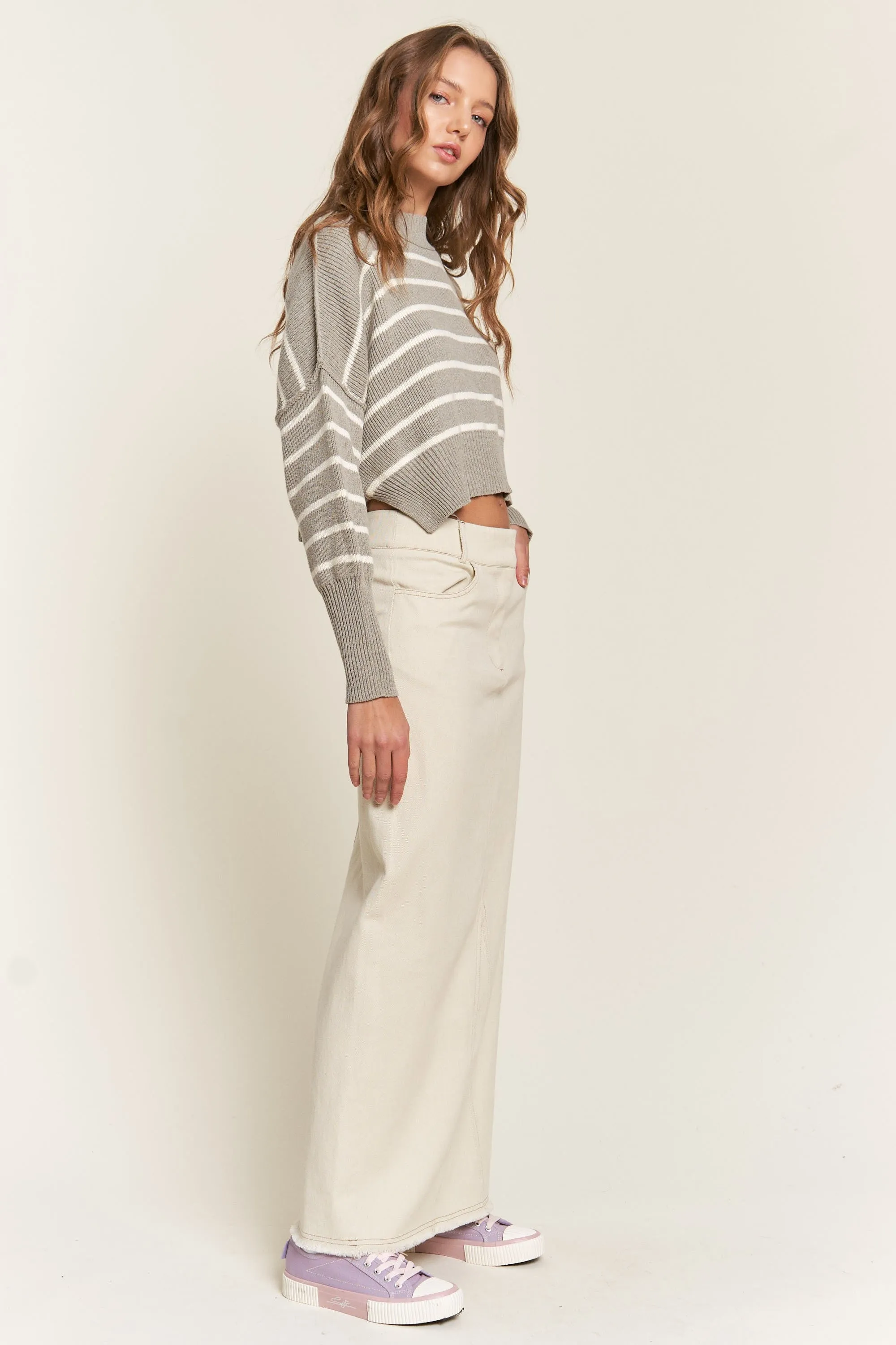 Lovergirl Striped Sweater - Grey