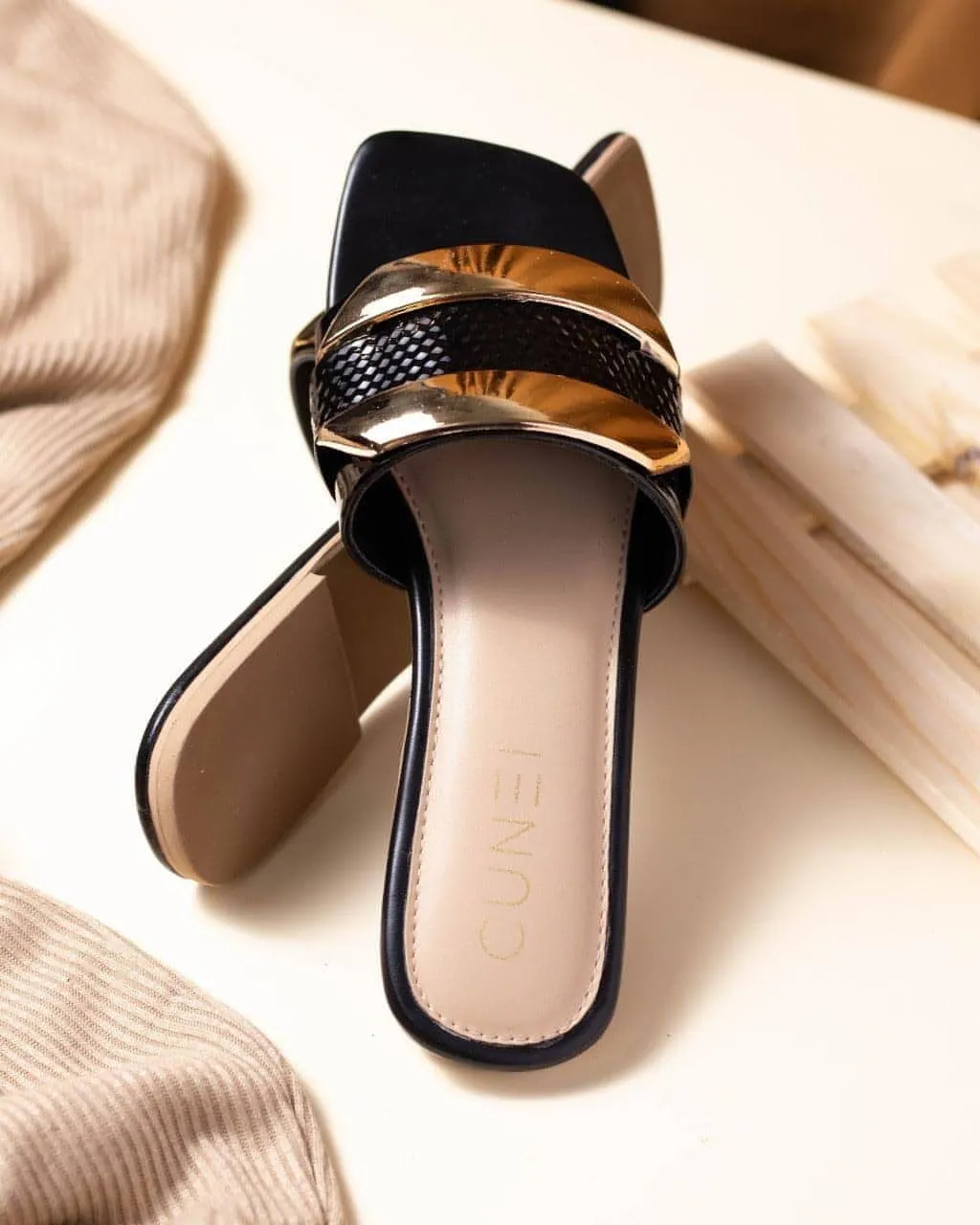 Luxe Golden Black Flats