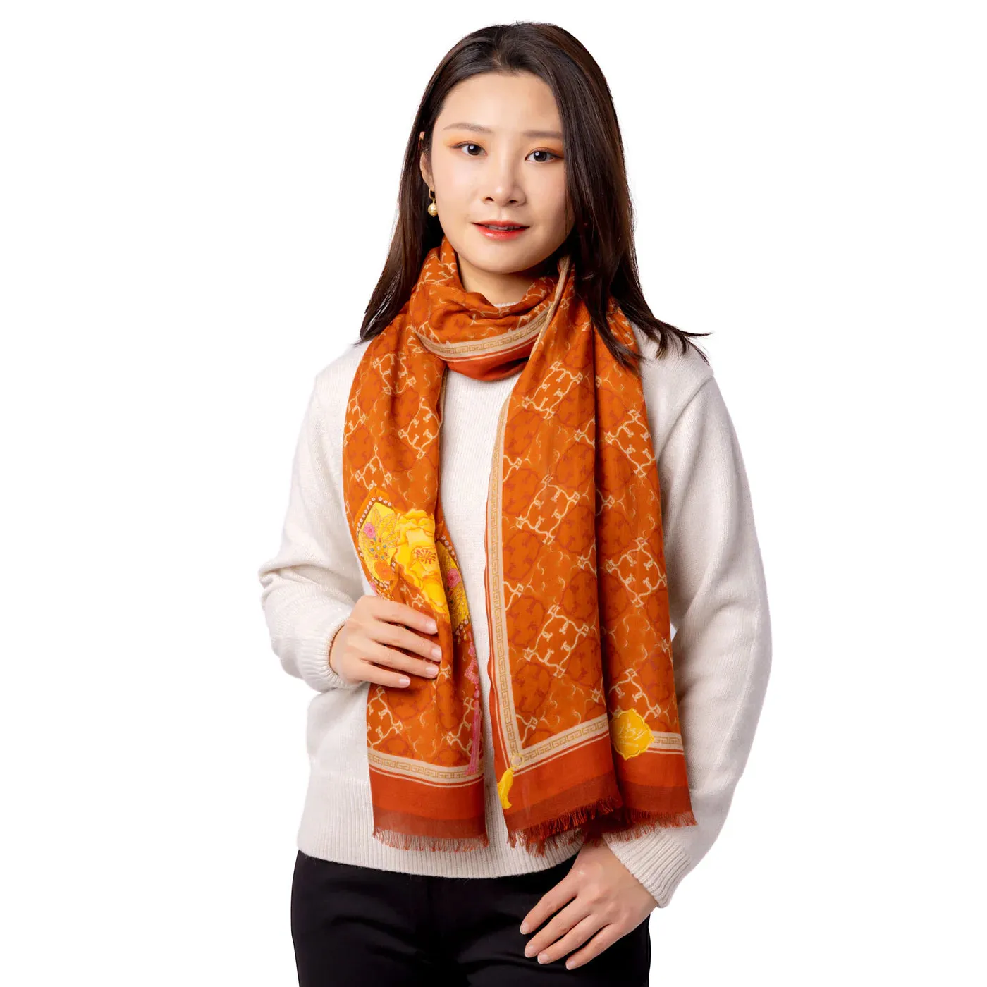 Manchurian Elegance Long Scarf - Bronze