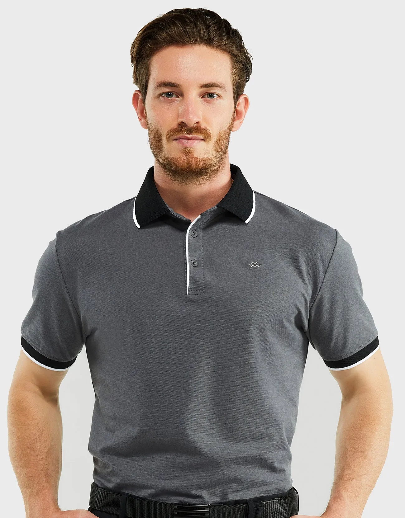 Men's Classic-Fit Cotton-Blend Pique Polo Shirt with Contrast Collar