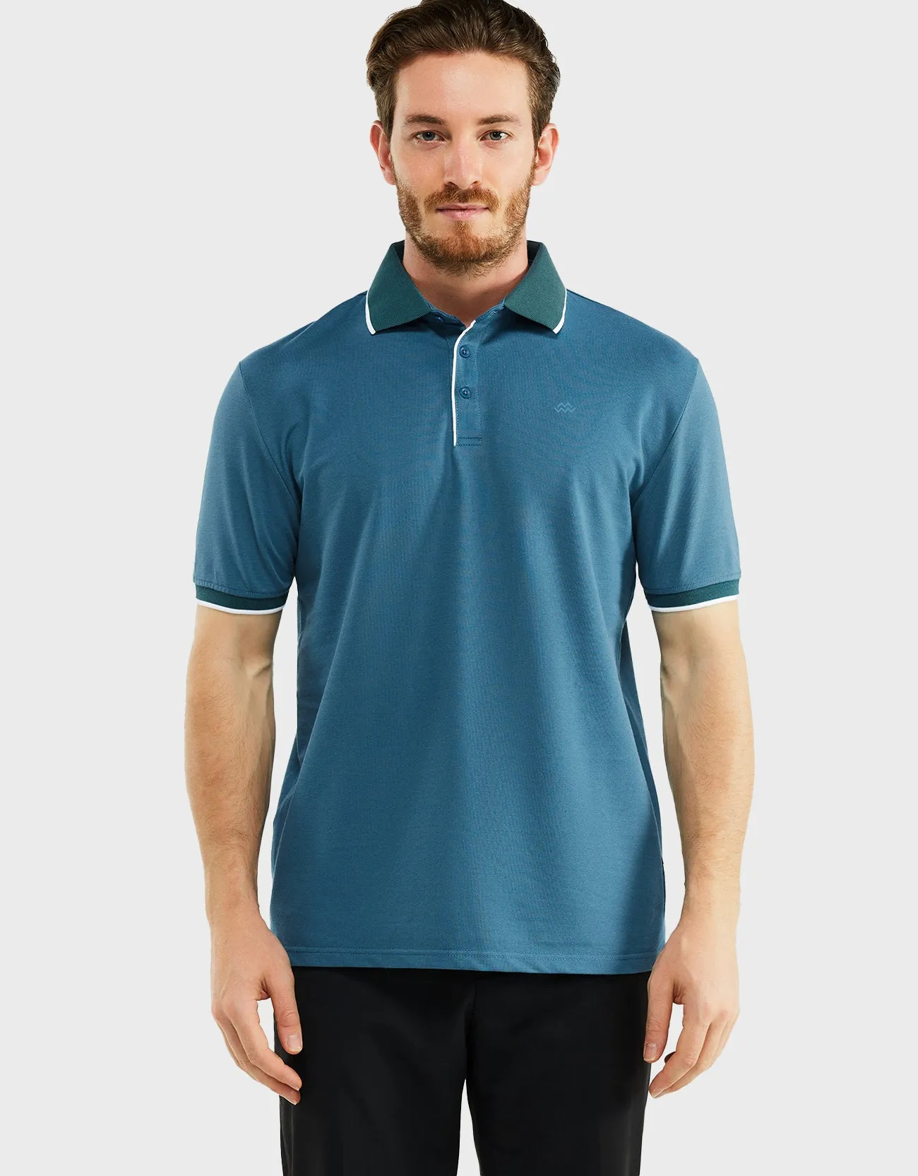 Men's Classic-Fit Cotton-Blend Pique Polo Shirt with Contrast Collar