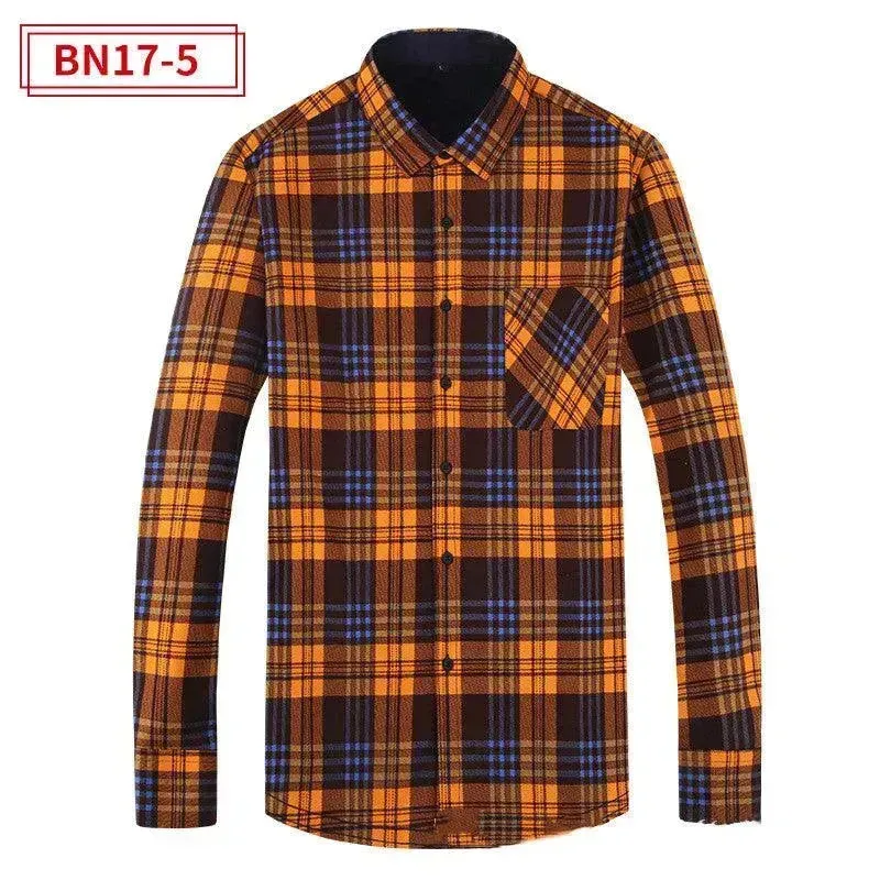 Men's Fashion Leisure Warm Plaid Shirt Coat