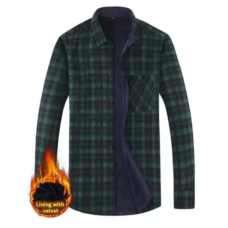 Men's Fashion Leisure Warm Plaid Shirt Coat