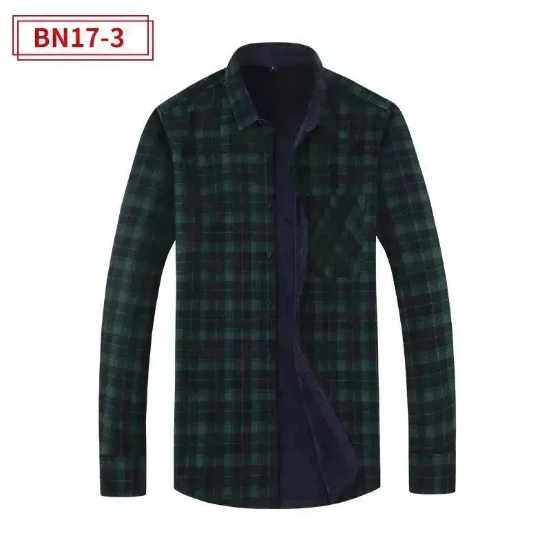 Men's Fashion Leisure Warm Plaid Shirt Coat