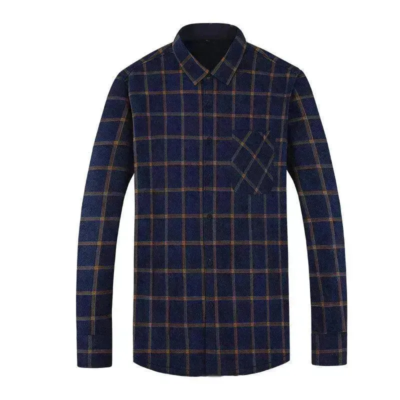 Men's Fashion Leisure Warm Plaid Shirt Coat