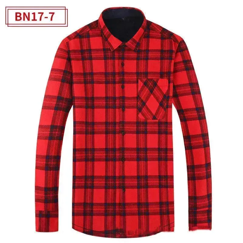 Men's Fashion Leisure Warm Plaid Shirt Coat