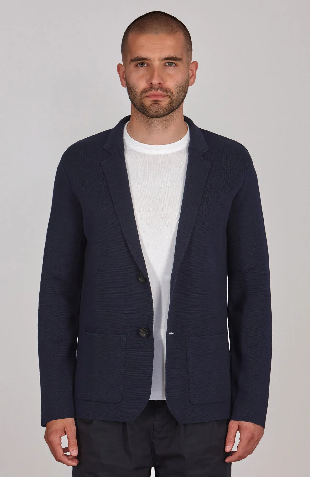 Mens Lightweight Mercerised Cotton Knitted Blazer