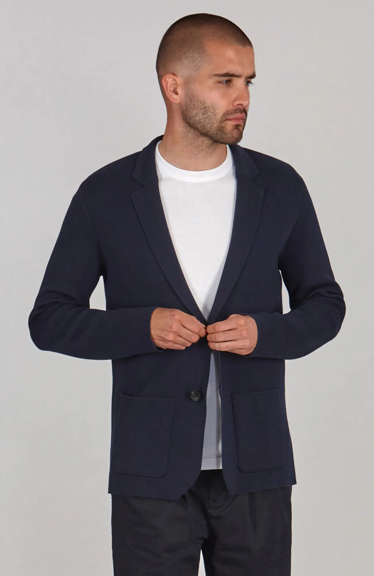 Mens Lightweight Mercerised Cotton Knitted Blazer