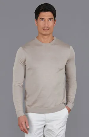 Mens Superfine Merino Silk Crew Neck Jumper