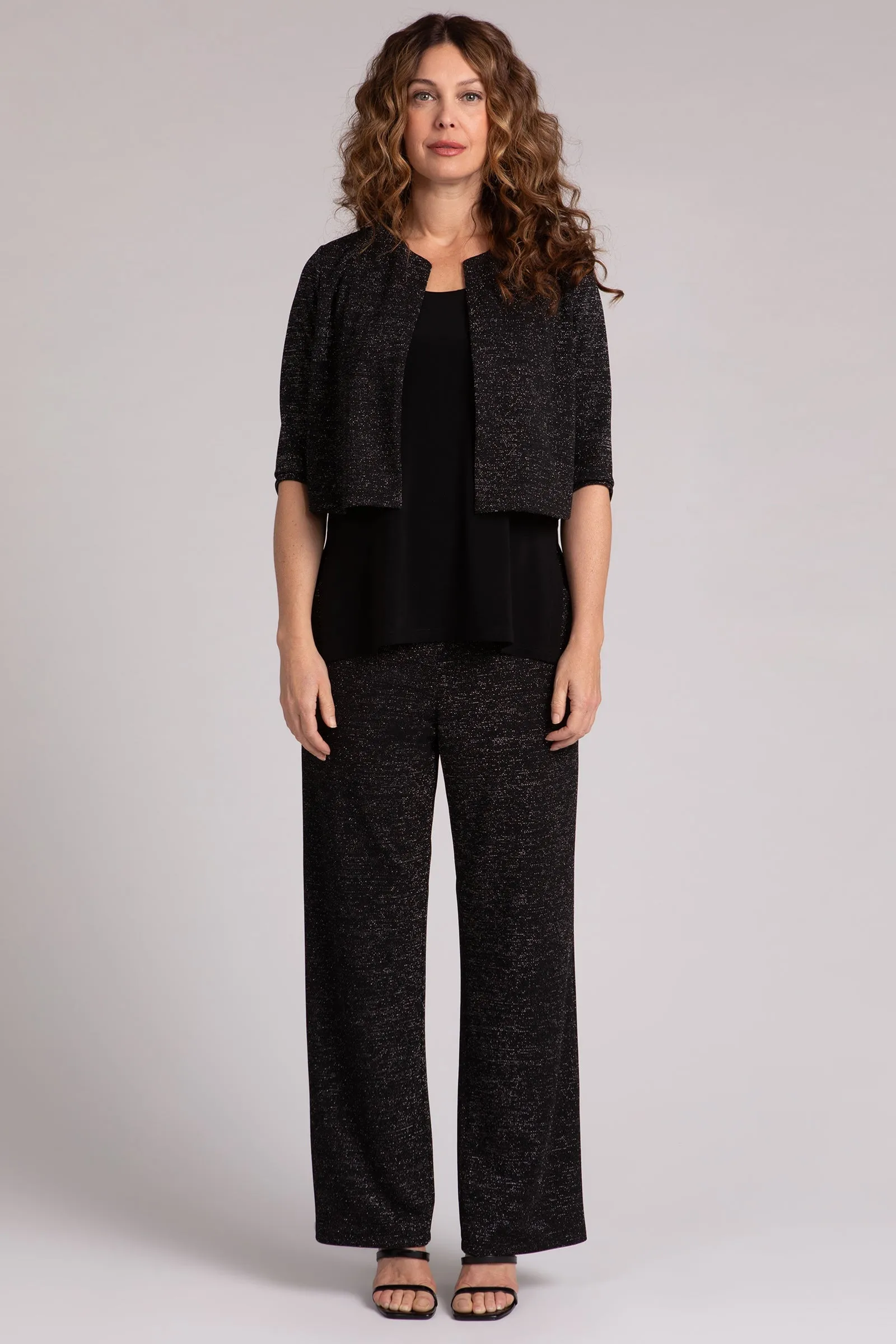 Metallic Pique Classic Bolero Cardigan | Black