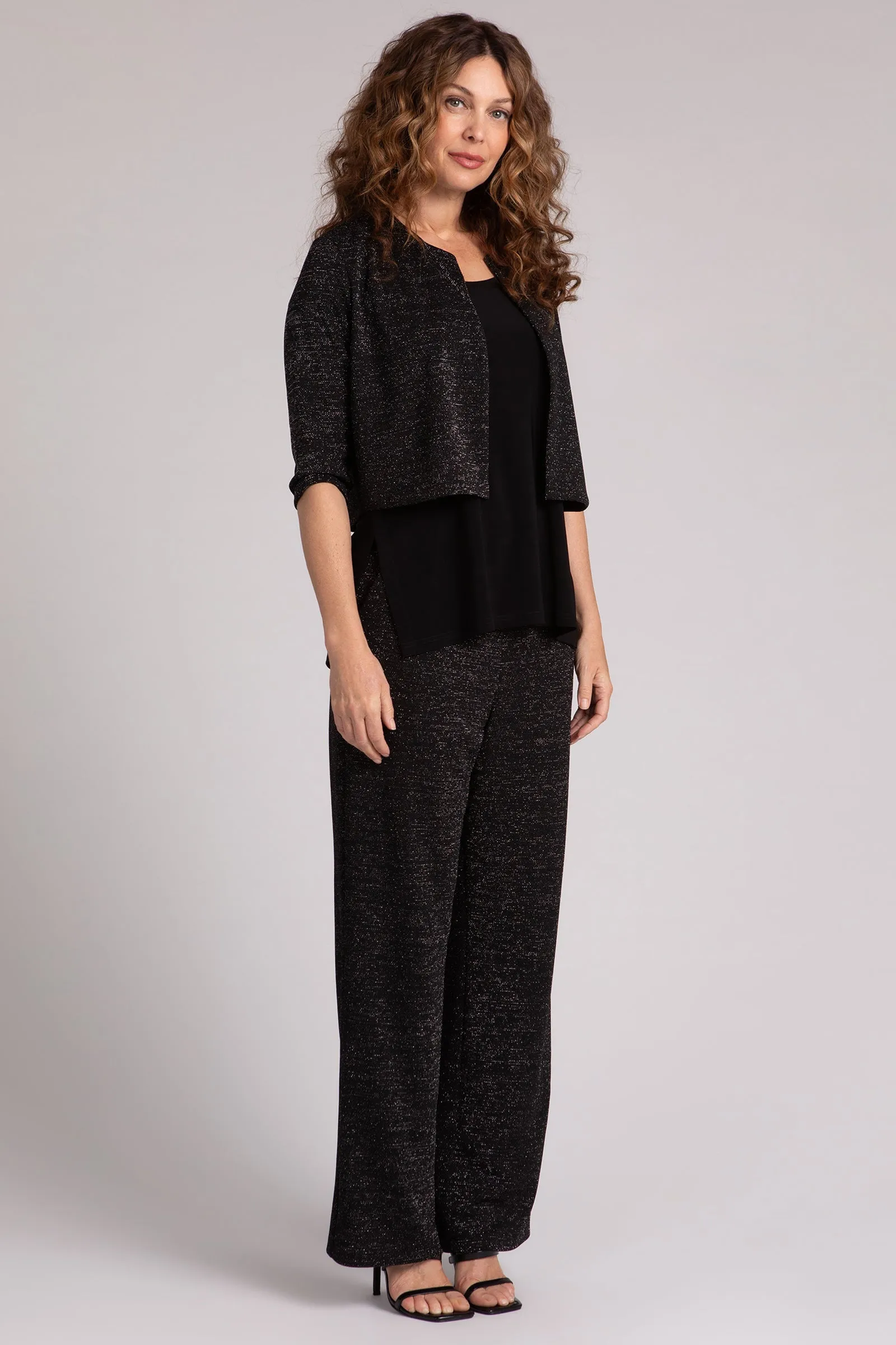 Metallic Pique Classic Bolero Cardigan | Black