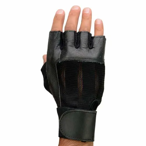 Milwaukee Leather MG7562 Men's Black Leather and Spandex Gel Padded Palm Fingerless Motorcycle Hand Gloves W/ Mesh Material