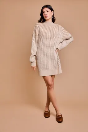 Mock Neck Cable Sweater Dress