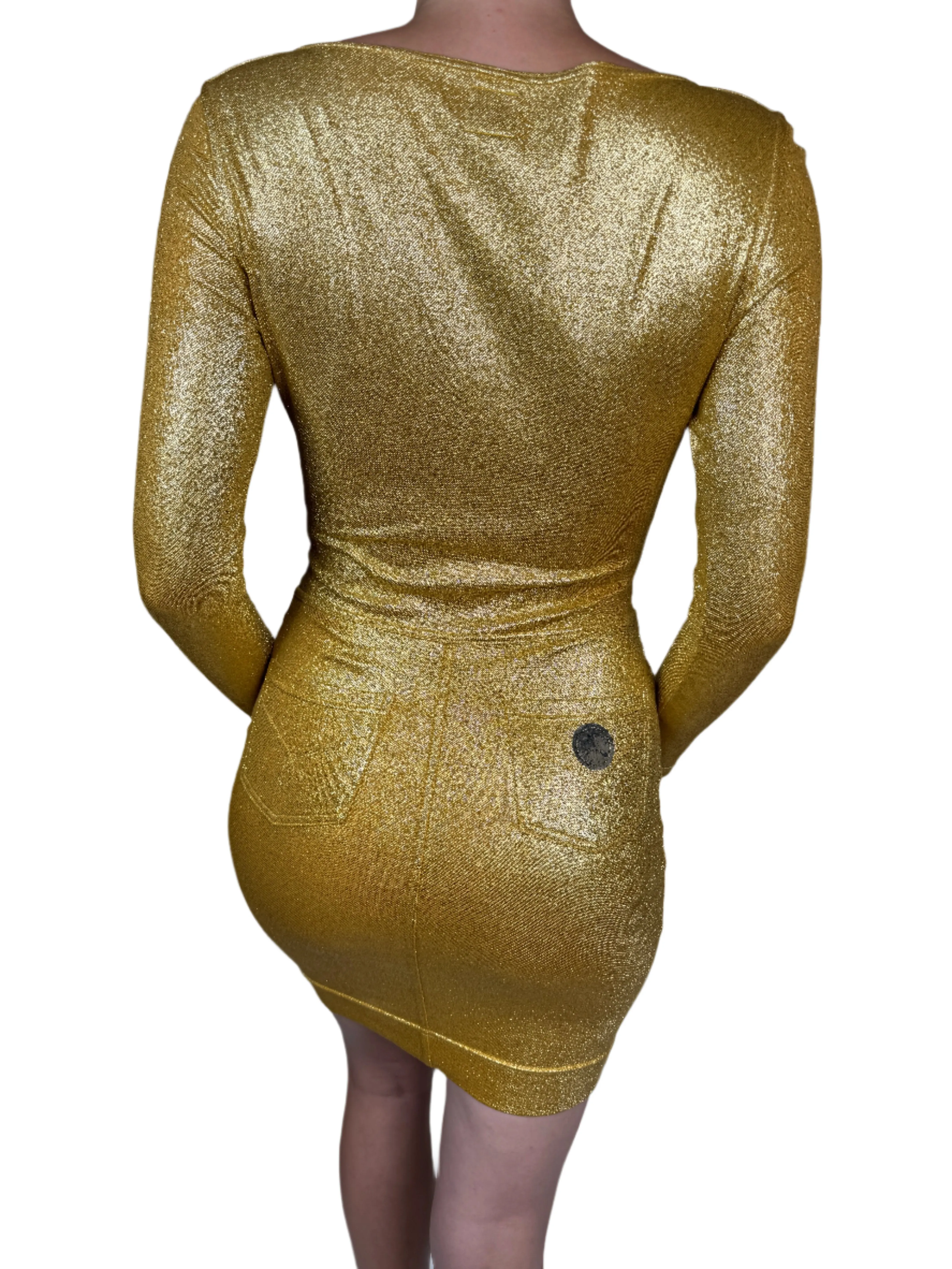 Moschino, Gold BodyCon Dress Y2K