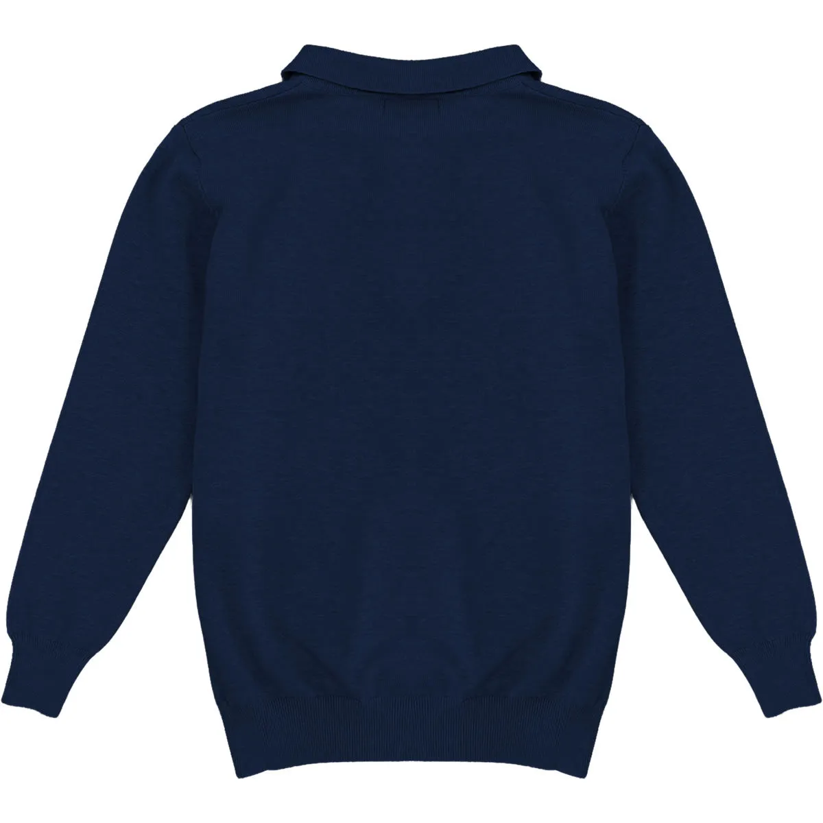 Navy Blue Mens Knit Long Sleeve Sweater Polo Shirt