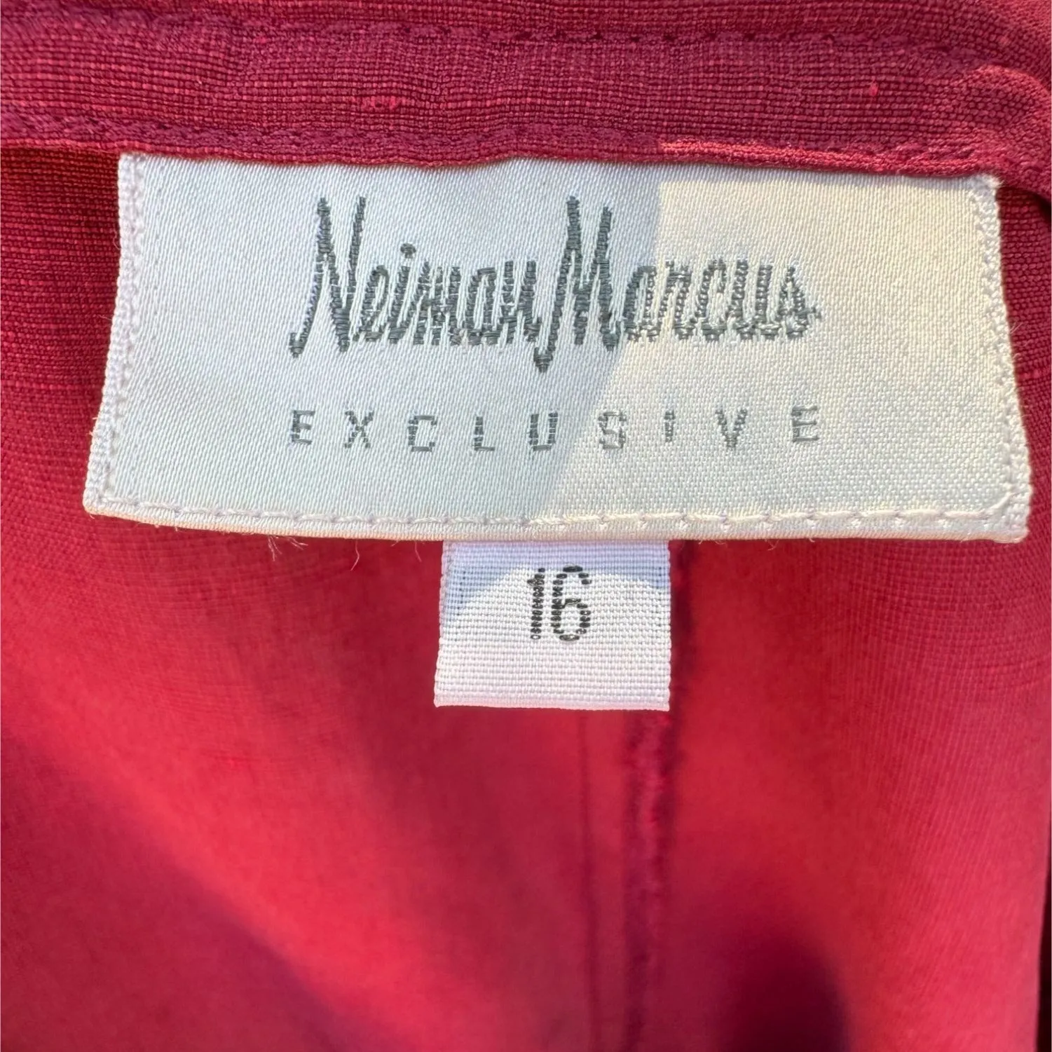 Neiman Marcus Women's Red Silk Linen Shirt Sleeveless Top High Waist Pants 3 Set