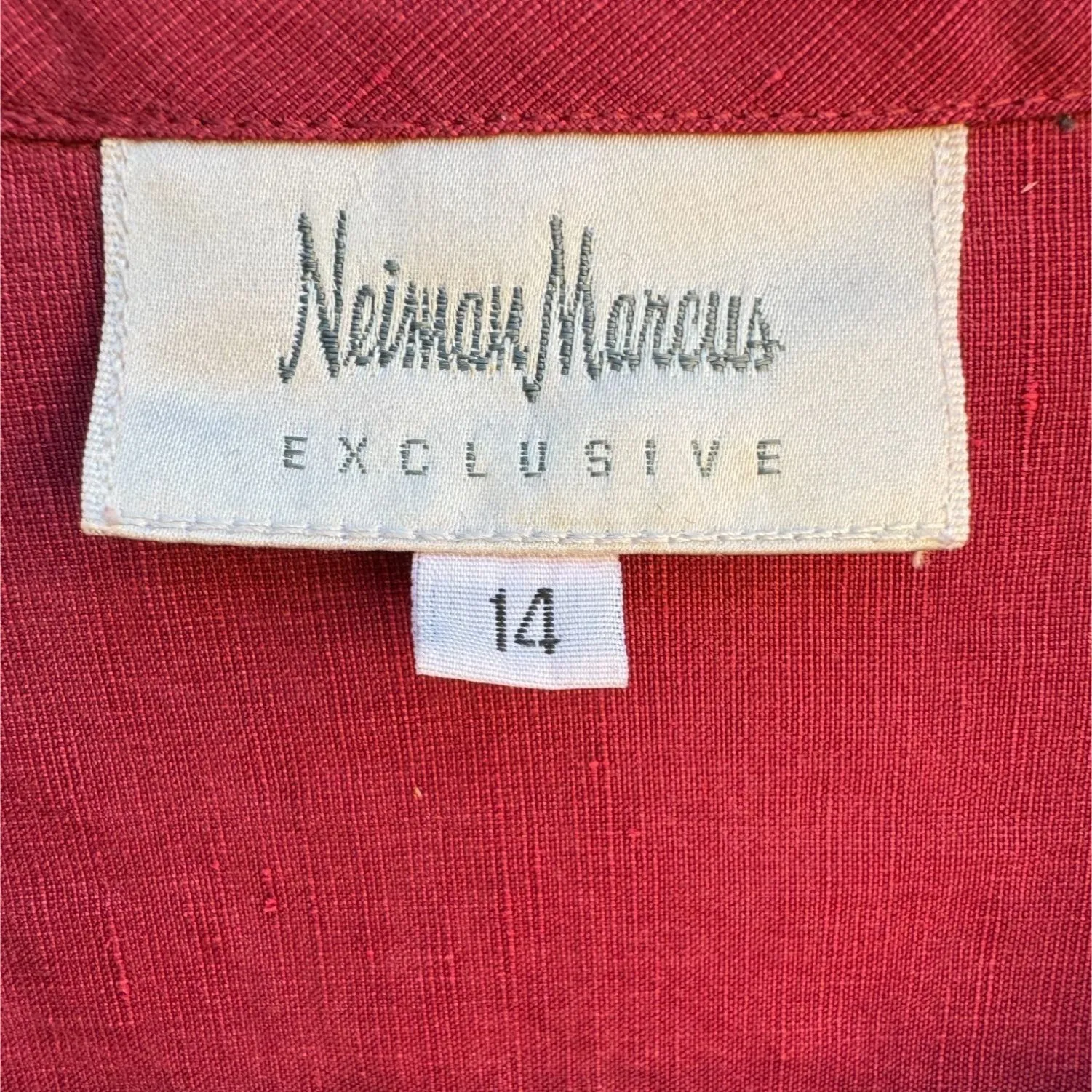 Neiman Marcus Women's Red Silk Linen Shirt Sleeveless Top High Waist Pants 3 Set