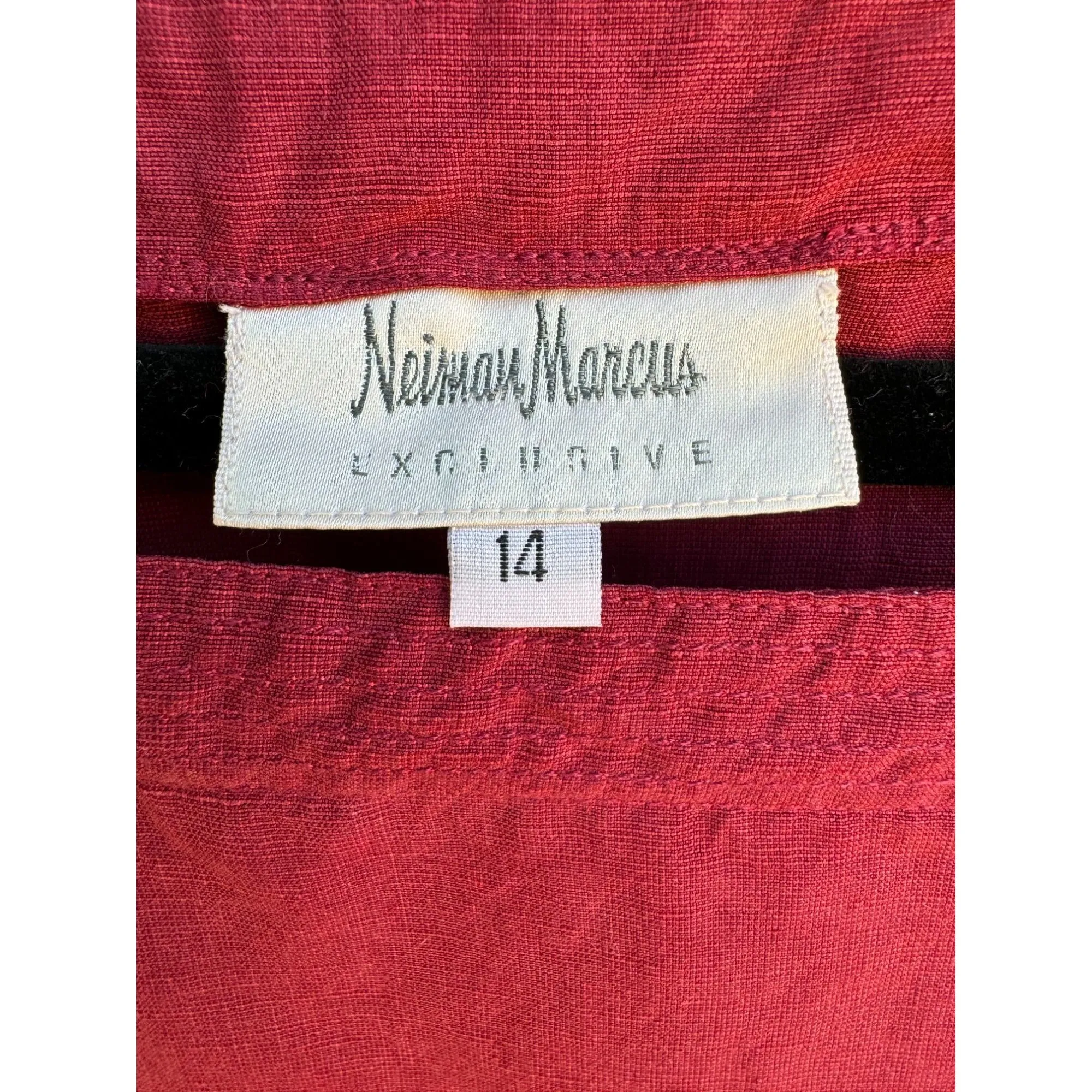 Neiman Marcus Women's Red Silk Linen Shirt Sleeveless Top High Waist Pants 3 Set