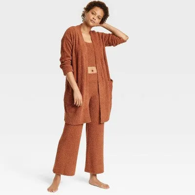 New - Women's Cozy Yarn Wide Leg Pants - Stars Above Brown XL