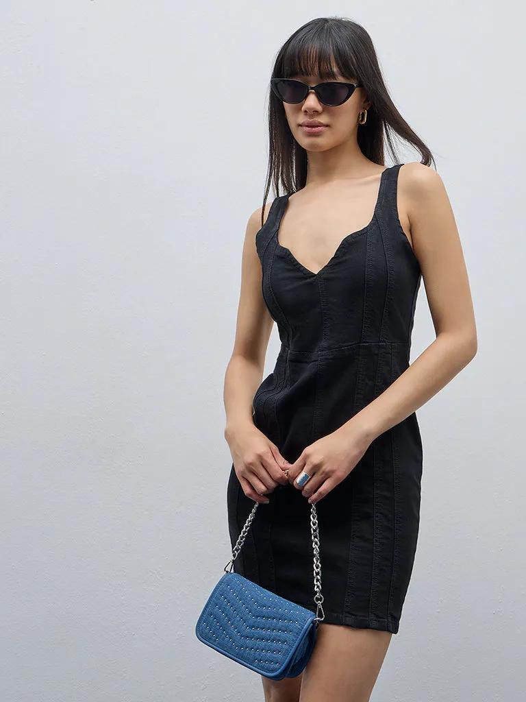 Nuon Black Bodycon Denim Dress