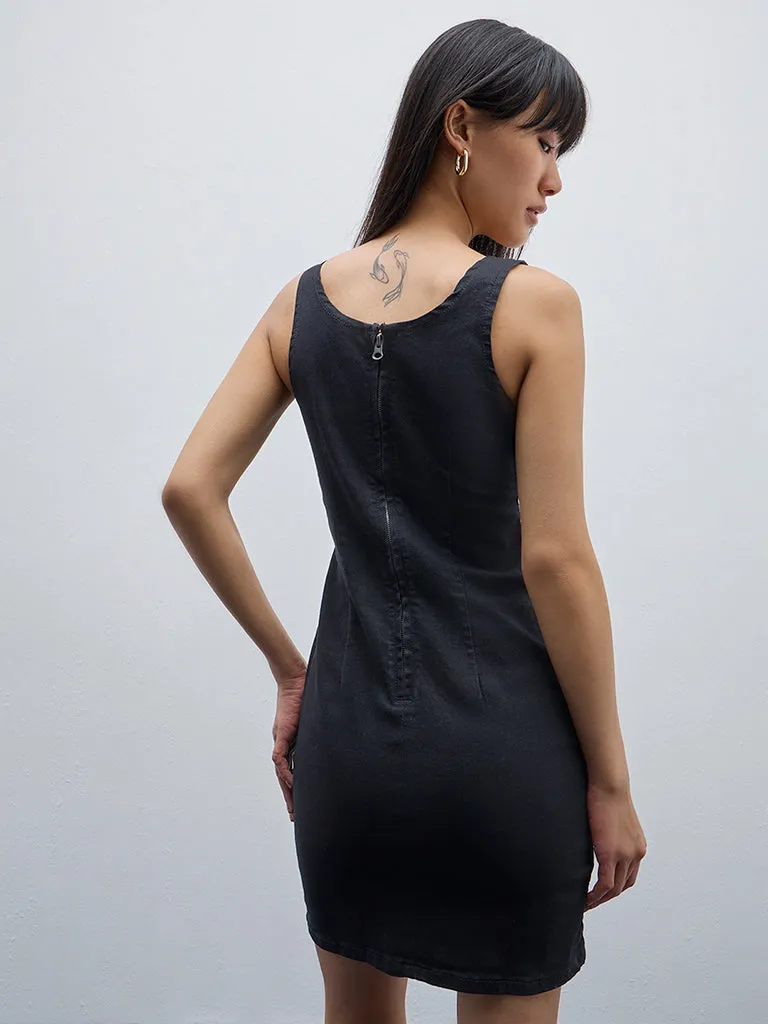 Nuon Black Bodycon Denim Dress